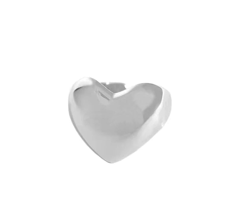Large Plain Heart Adjustable Ring (9250 Sterling Silver