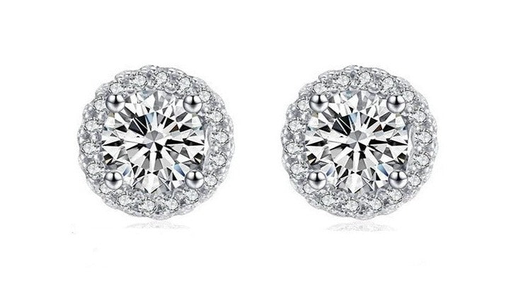 Zirconia Solitaire Earring (925 Sterling Silver)