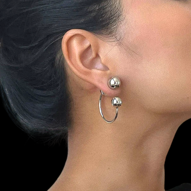 Half Hoop Earring 3 Balls