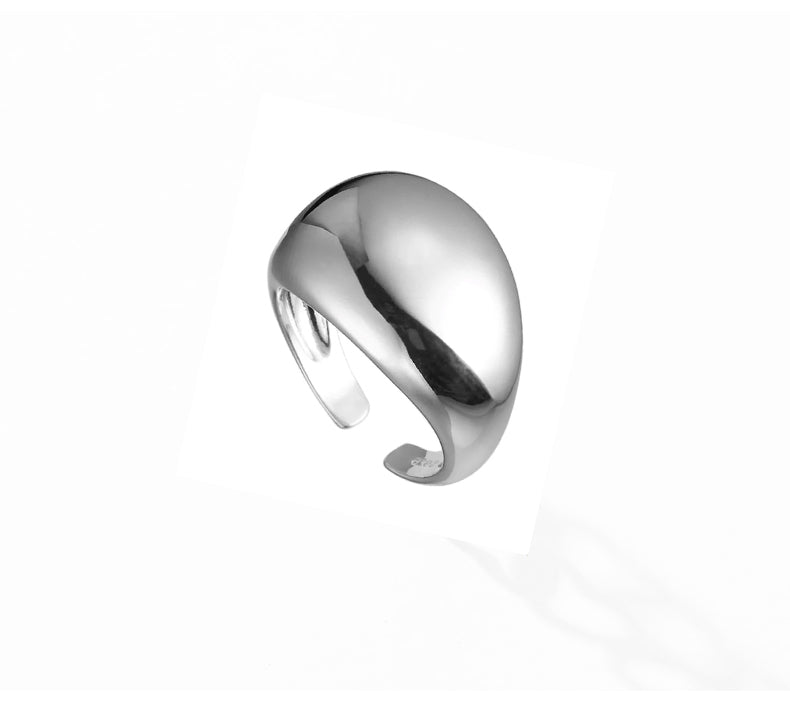 Smooth Domed Round Adjustable Ring (925 Sterling Silver)