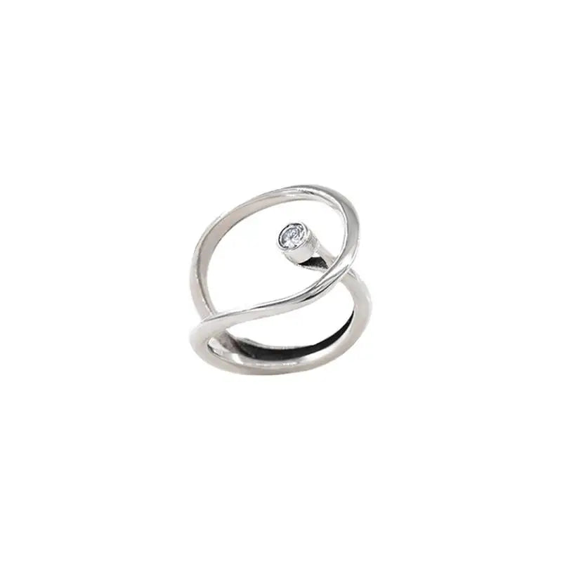 Anel Feminino Ajustável Oval Vazado com Solitário de Zircônia