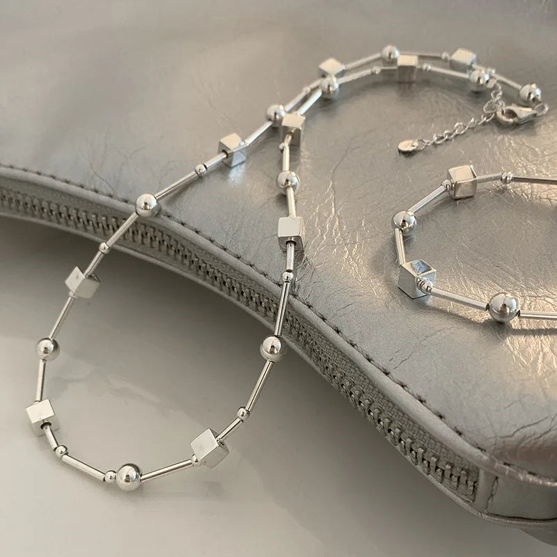 Geometric Cubes and Spheres Choker (925 Sterling Silver)