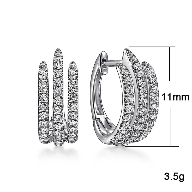 Brinco Argola Feminino 3 Garras com Zircônias