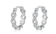 Braided Hoop Earring with Zirconia Studs (925 Sterling Silver)