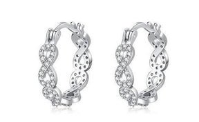 Braided Hoop Earring with Zirconia Studs (925 Sterling Silver)