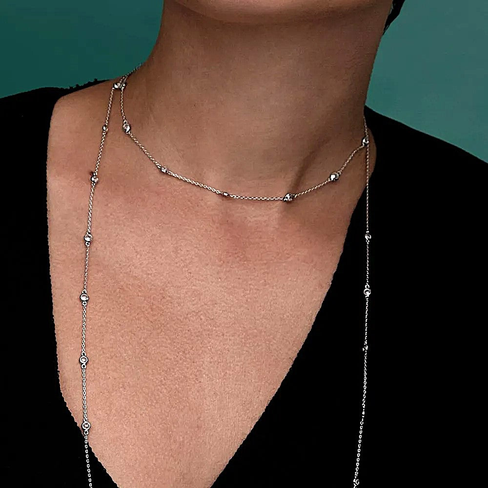 Colar Feminino Comprido com Zircônias