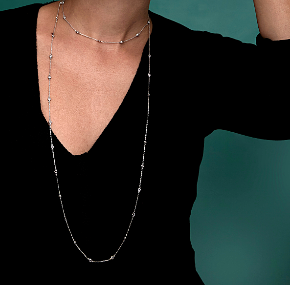 Colar Feminino Comprido com Zircônias