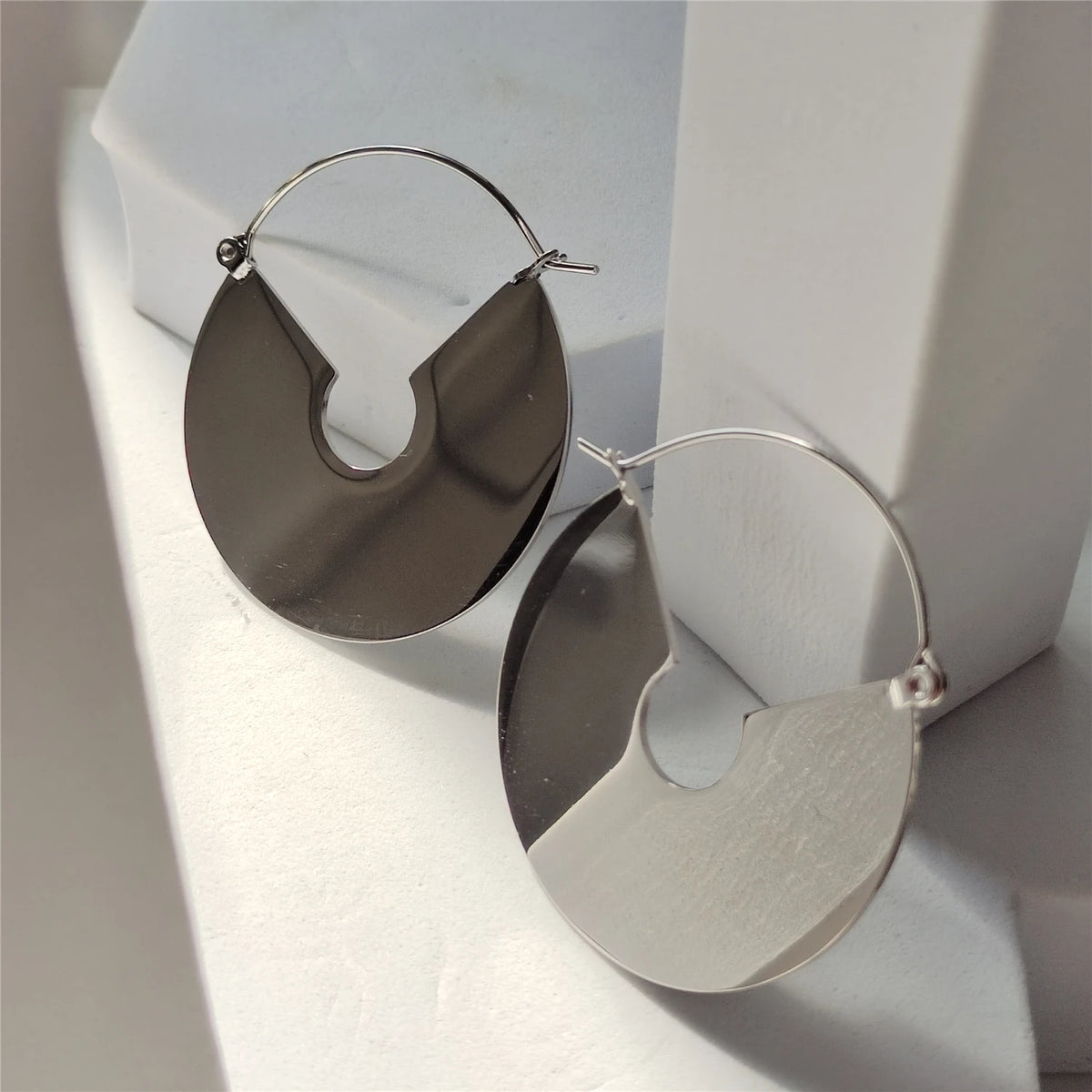Smooth Guillotine Half Hoop Earring 