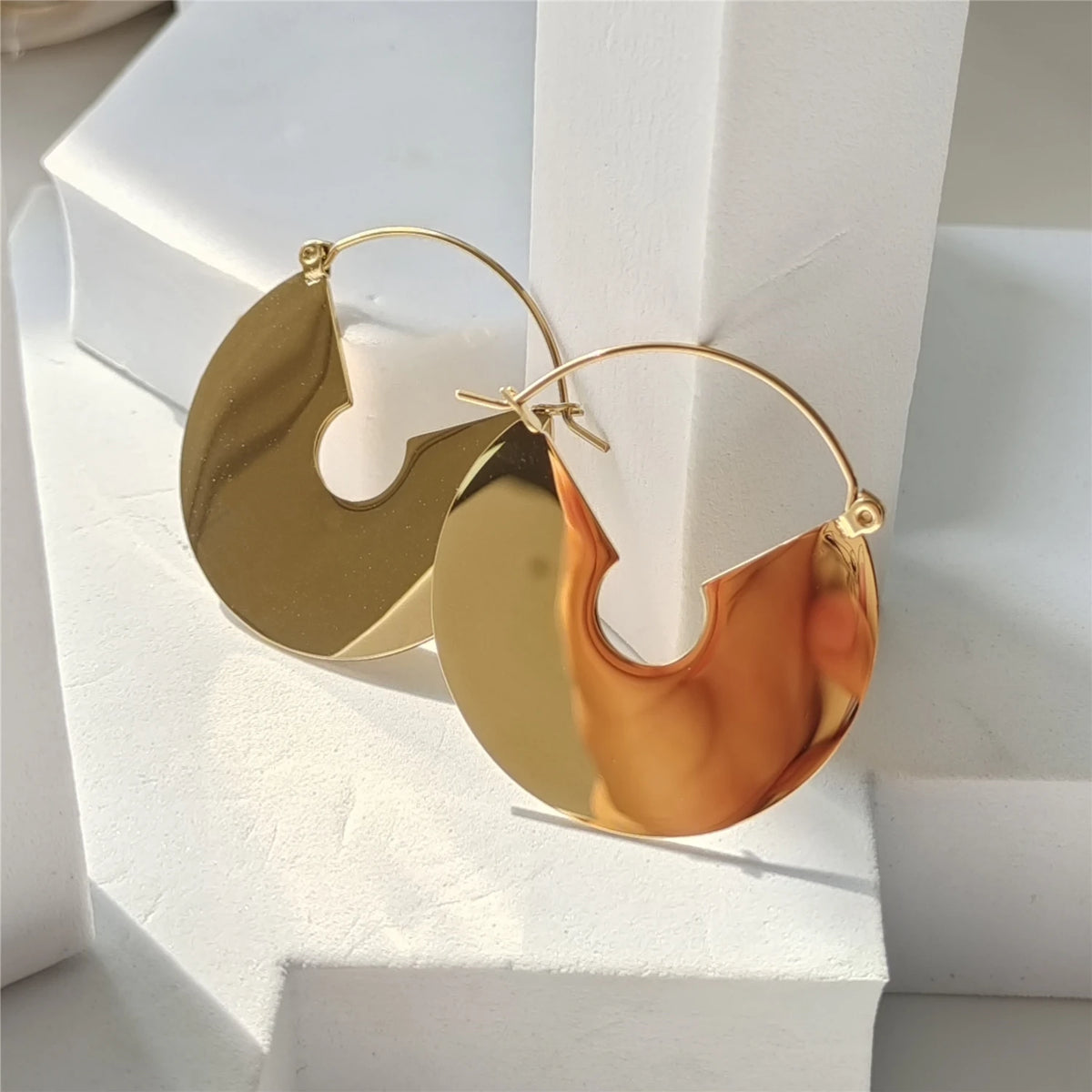 Smooth Guillotine Half Hoop Earring 