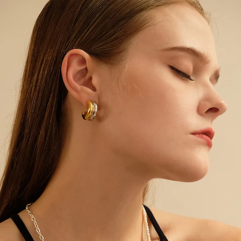 Half Hoop Earring 2 Tones 