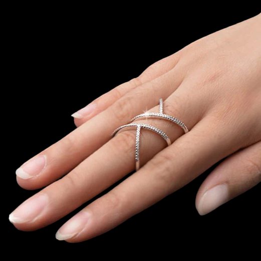 Braids Shape Adjustable Ring with Zirconias