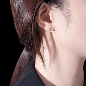 Round Earring Studded with Zirconias (925 Sterling Silver)