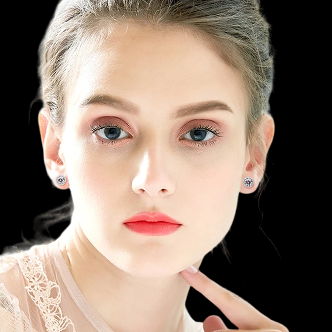 Zirconia Solitaire Earring (925 Sterling Silver)