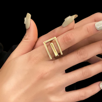 Geometric Rectangle Adjustable Ring