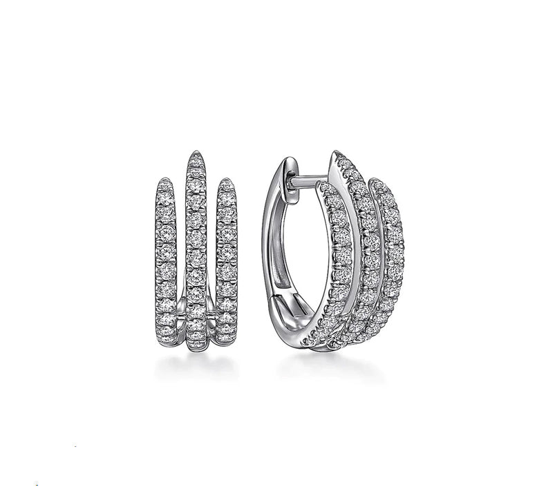 Zirconia Hoop Earring 3 Claws