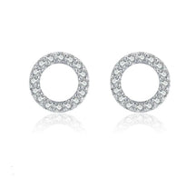 Round Earring Studded with Zirconias (925 Sterling Silver)