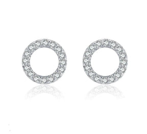 Round Earring Studded with Zirconias (925 Sterling Silver)