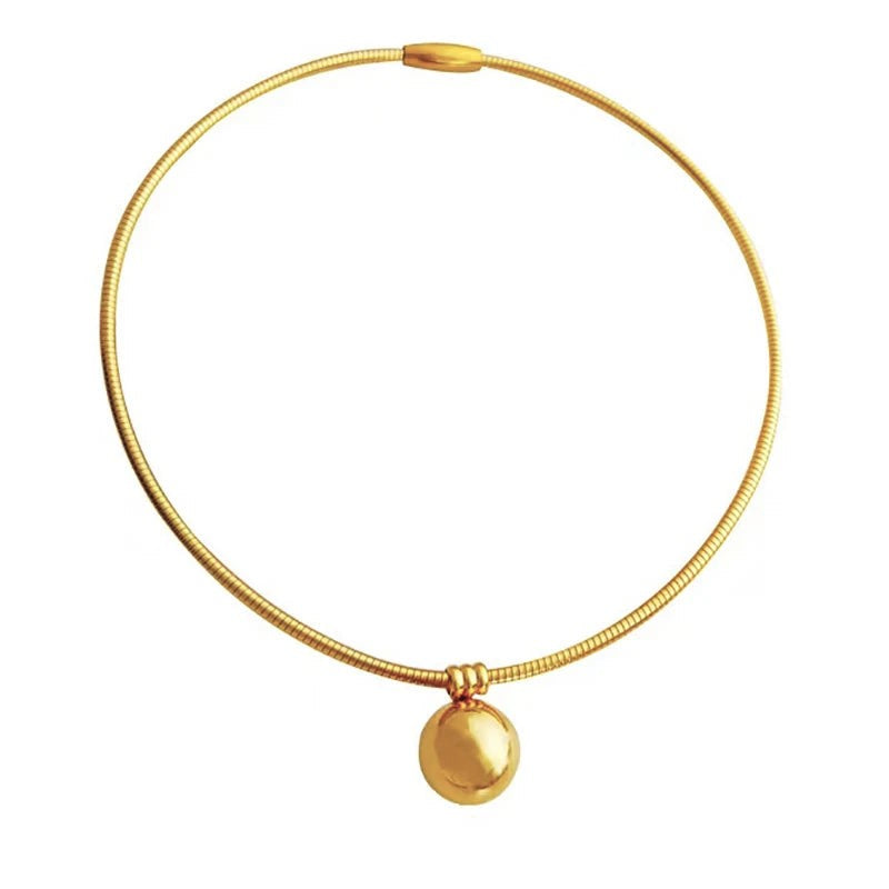 Stainless Steel Choker Choker with Ball Pendant