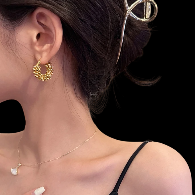 Gold Polka Dot Hoop Earring