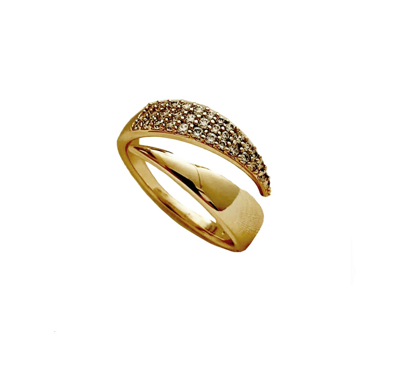 Adjustable Ring 2 Prongs with Zirconia Studs 