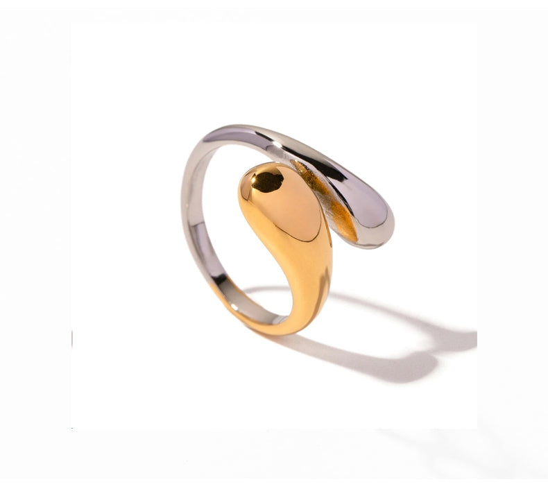 Bicolor Drop Shape Adjustable Ring 