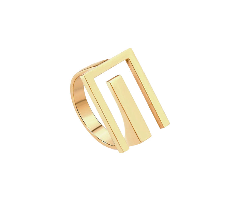 Geometric Rectangle Adjustable Ring