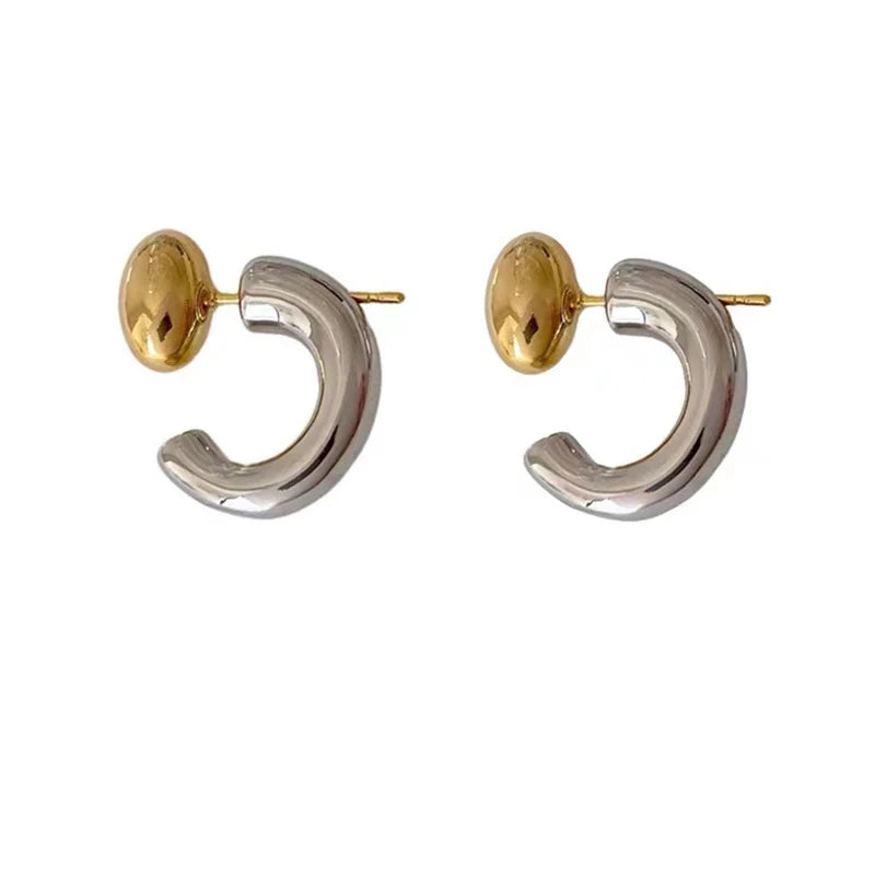 Two Tone Half Hoop Earring 