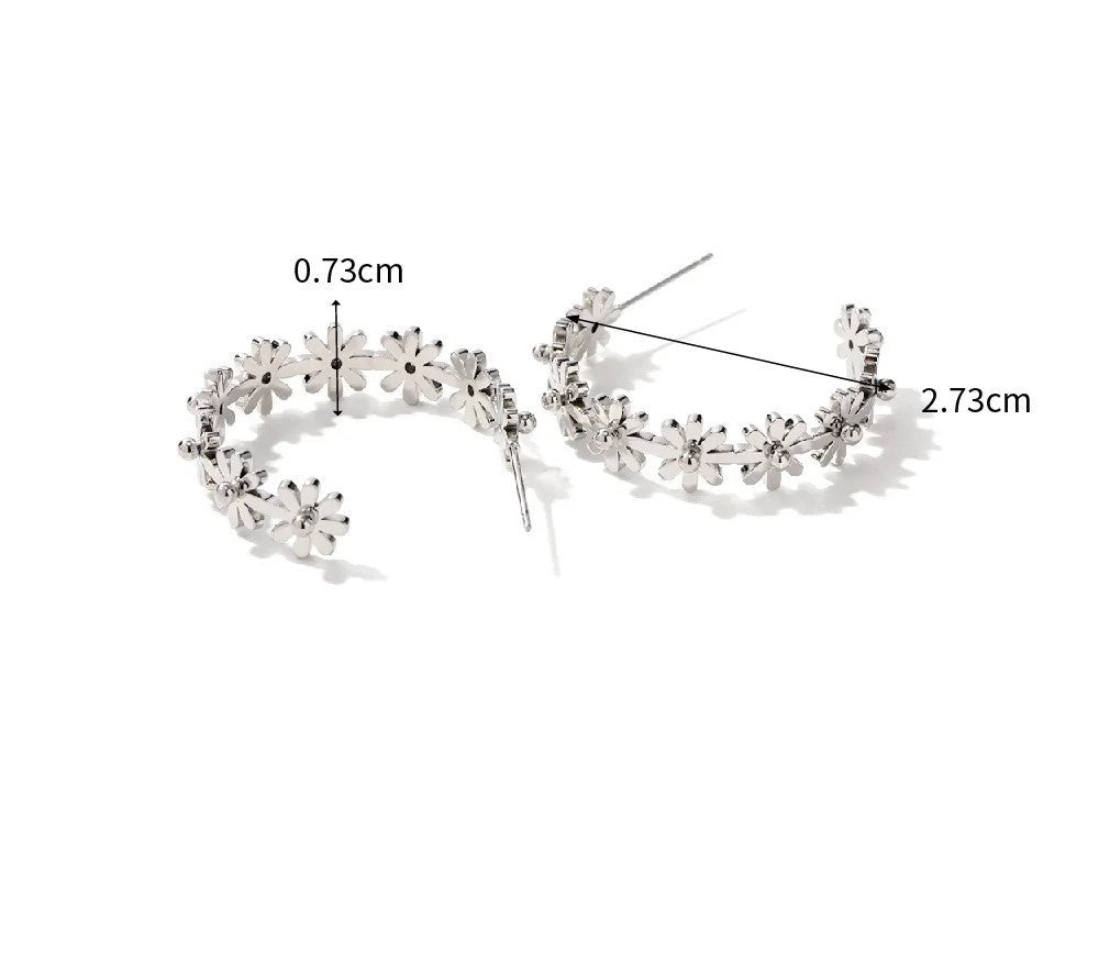 Flowers Half Hoop Earring