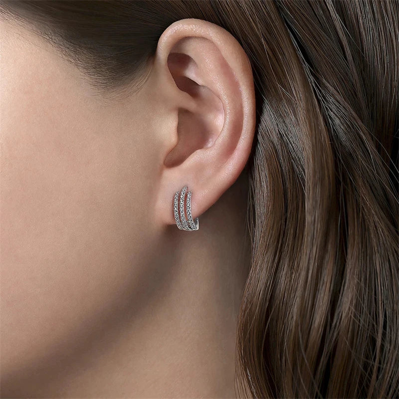 Zirconia Hoop Earring 3 Claws