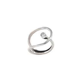 Anel Feminino Ajustável Oval Vazado com Solitário de Zircônia
