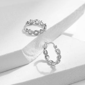 Braided Hoop Earring with Zirconia Studs (925 Sterling Silver)