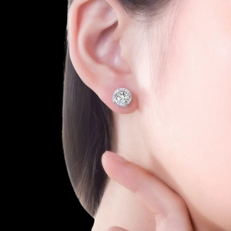 Zirconia Solitaire Earring (925 Sterling Silver)