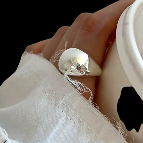 Smooth Domed Round Adjustable Ring (925 Sterling Silver)