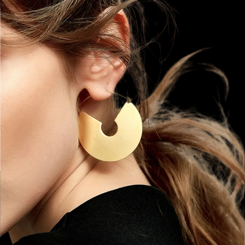Smooth Guillotine Half Hoop Earring 