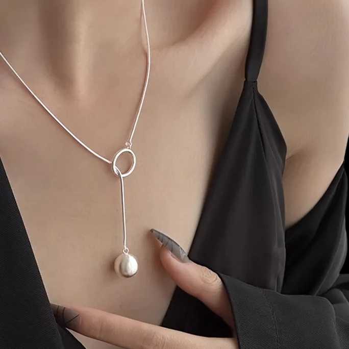 Snake Adjustable Choker with Matte Sphere (925 Sterling Silver)