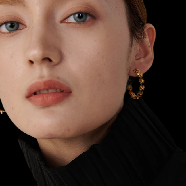 Flowers Half Hoop Earring