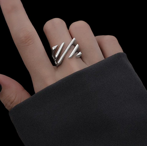 Hollow Parallels Adjustable Ring (925 Sterling Silver)