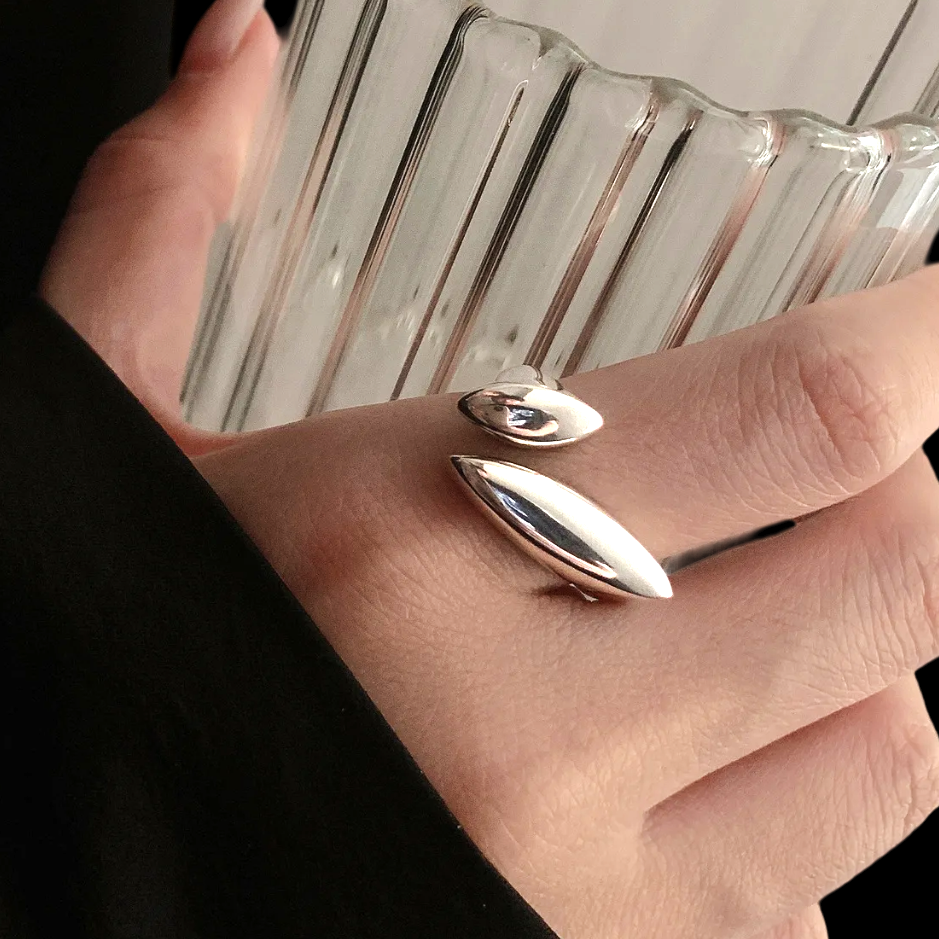 Domed Diamond Adjustable Ring (925 Sterling Silver)