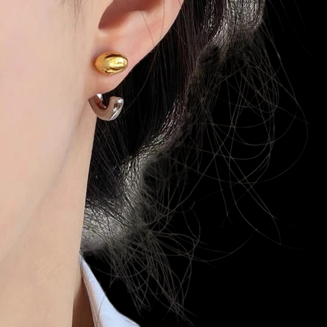 Two Tone Half Hoop Earring 
