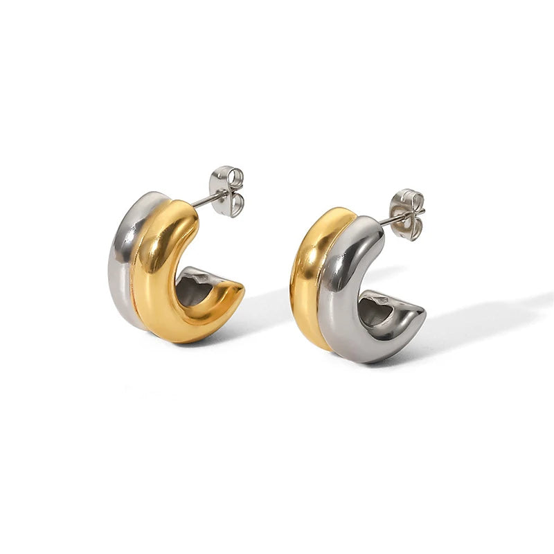 Half Hoop Earring 2 Tones 