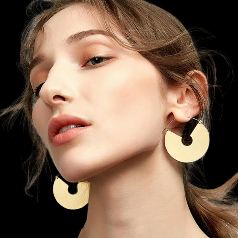 Smooth Guillotine Half Hoop Earring 