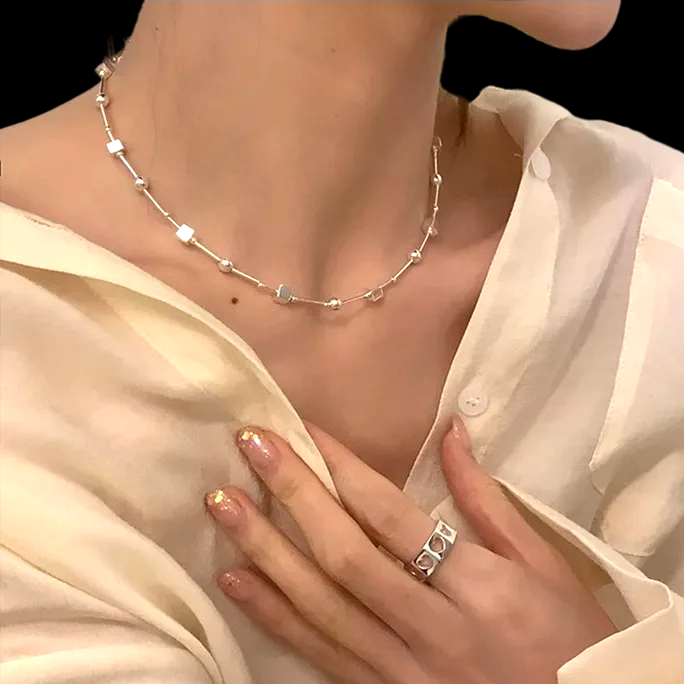 Geometric Cubes and Spheres Choker (925 Sterling Silver)