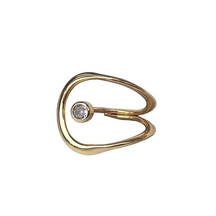 Anel Feminino Ajustável Oval Vazado com Solitário de Zircônia
