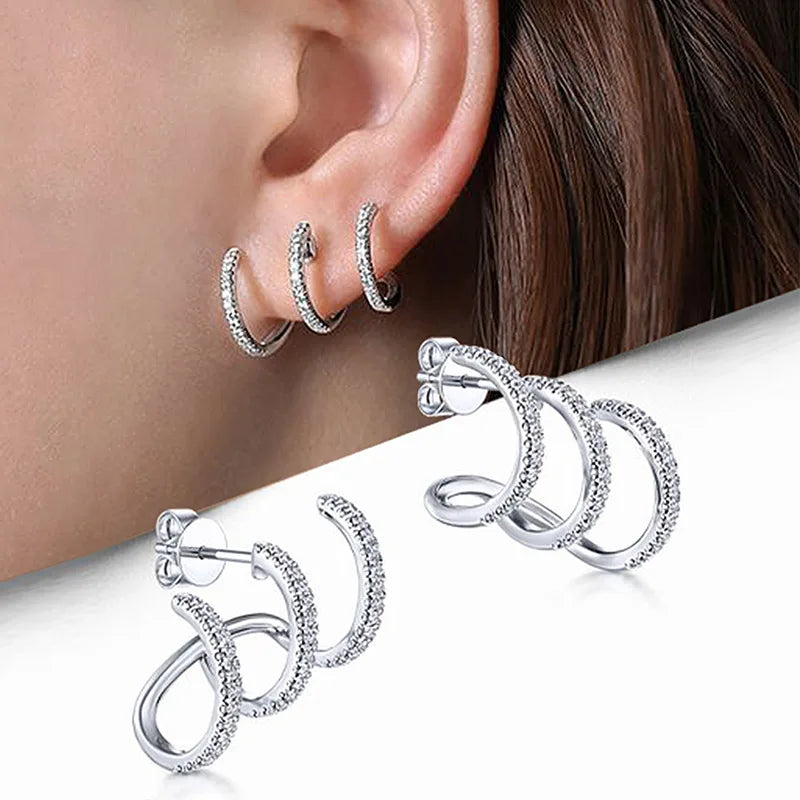 Zirconia Trident Earring (925 Sterling Silver)
