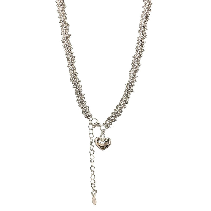 Silver Choker with Links and Heart