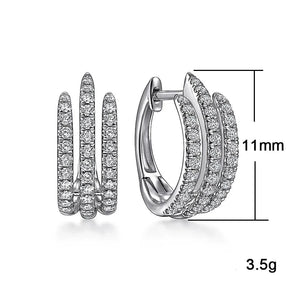 Brinco Argola Feminino 3 Garras com Zircônias