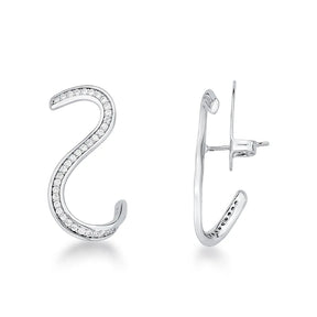 Brinco Feminino Curvas com Zircônias